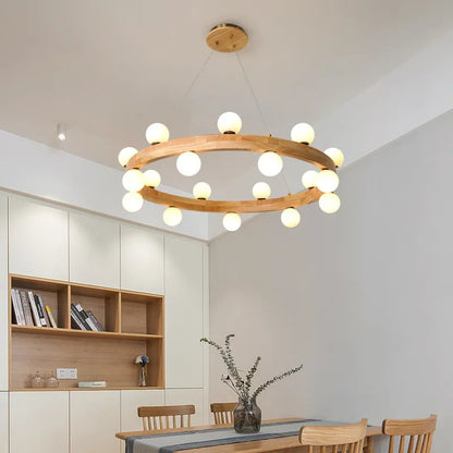 Στρογγυλό ξύλινο δαχτυλίδι πολυελαίου Nordic design
