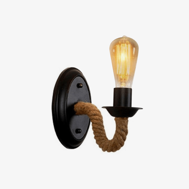 Ρετρό LED φωτιστικό τοίχου με σχοινί και λάμπα Edison