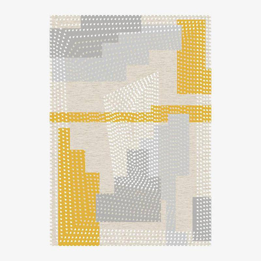 Μοντέρνο ορθογώνιο χαλί σε γκρι και κίτρινο γεωμετρικό στυλ Soft B