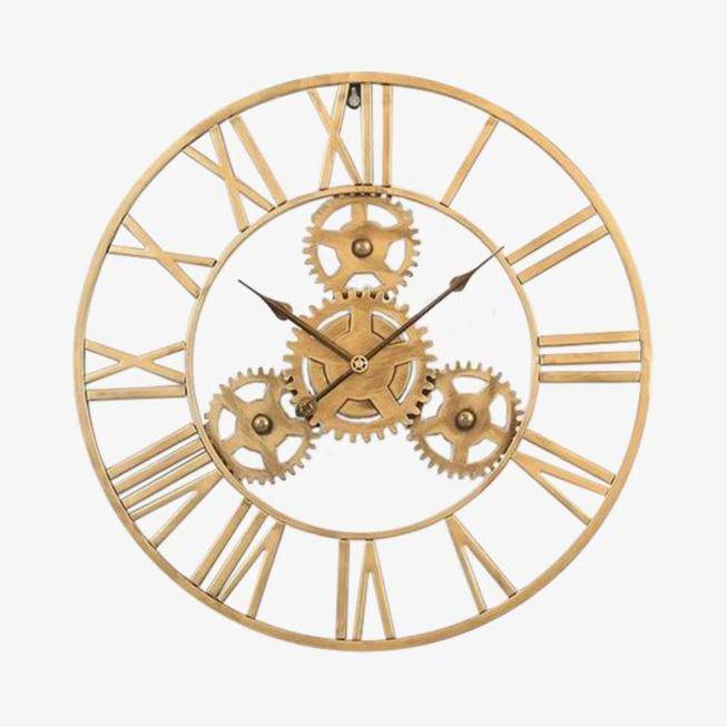 Στρογγυλό βιομηχανικό μεταλλικό ρολόι τοίχου με μηχανικό 50cm