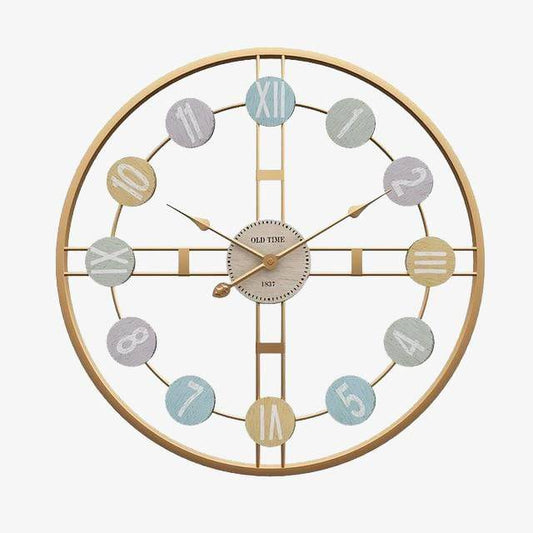 Ρετρό σχέδιο στρογγυλό ρολόι σε χρυσό μέταλλο Ρωμαϊκό 40cm