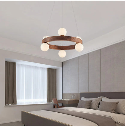 Στρογγυλό ξύλινο δαχτυλίδι πολυελαίου Nordic design