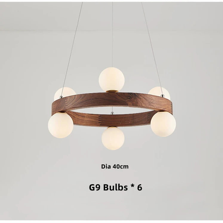 Στρογγυλό ξύλινο δαχτυλίδι πολυελαίου Nordic design