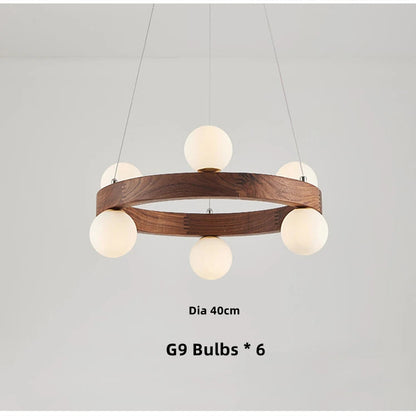 Στρογγυλό ξύλινο δαχτυλίδι πολυελαίου Nordic design