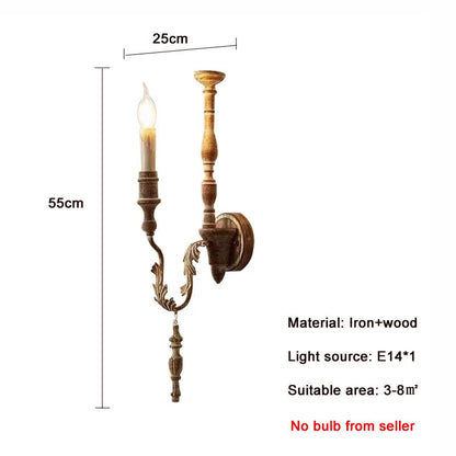 Αμερικανικό ρετρό φωτιστικό τοίχου Loft Vintage παλιό ξύλο