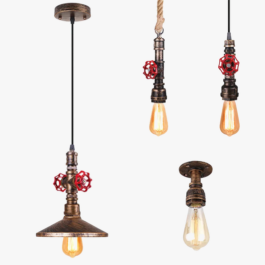 Loft Steampunk Vintage Μεταλλικό Φωτιστικό Σωλήνα Νερού