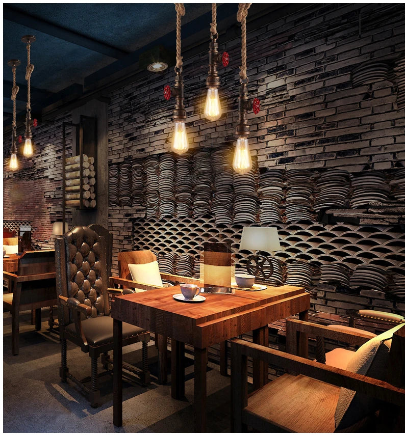 Loft Steampunk Vintage Μεταλλικό Φωτιστικό Σωλήνα Νερού