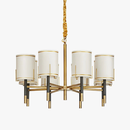 Πολυτελής χάλκινος ντιζάιν πολυέλαιος με αμπαζούρ αμερικάνικου στυλ