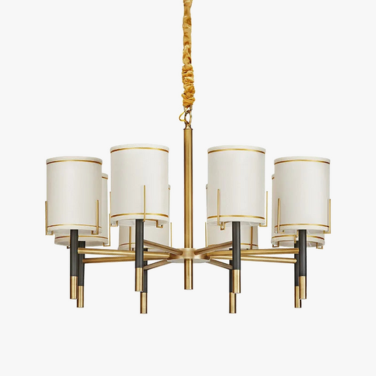 Πολυτελής χάλκινος ντιζάιν πολυέλαιος με αμπαζούρ αμερικάνικου στυλ