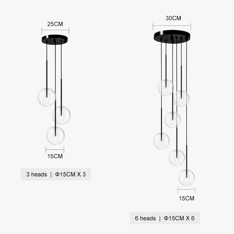 πολυτελές led πολυέλαιος μαύρη μπάλα γυαλί εσωτερική διακόσμηση χωλ τραπεζαρία εστιατορίου