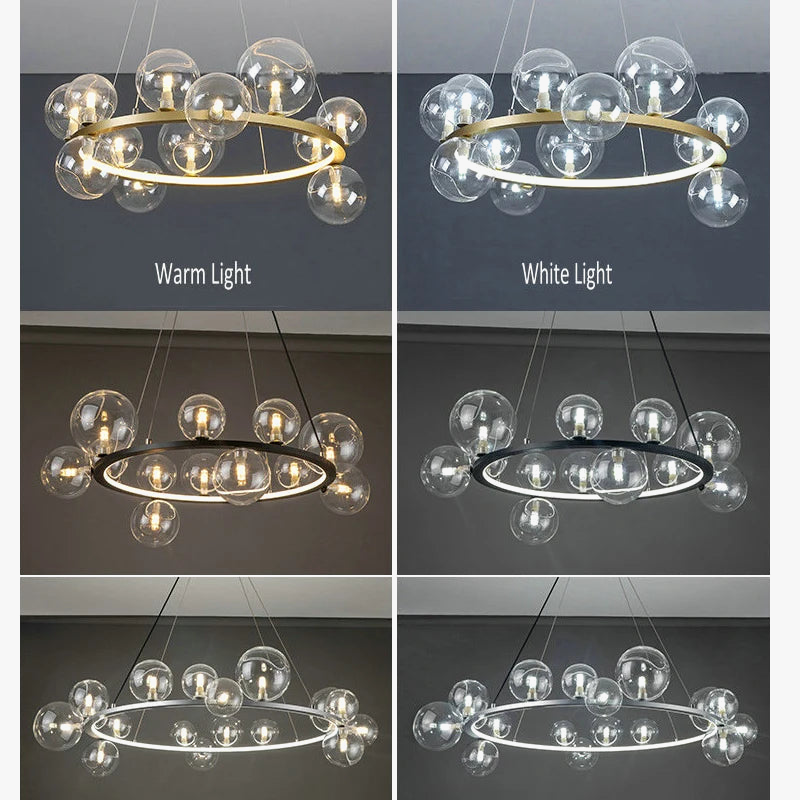 μοντέρνος γυάλινος πολυέλαιος μαύρο χρυσό ασημί led