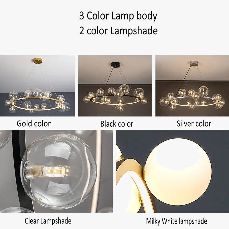 μοντέρνος γυάλινος πολυέλαιος μαύρο χρυσό ασημί led