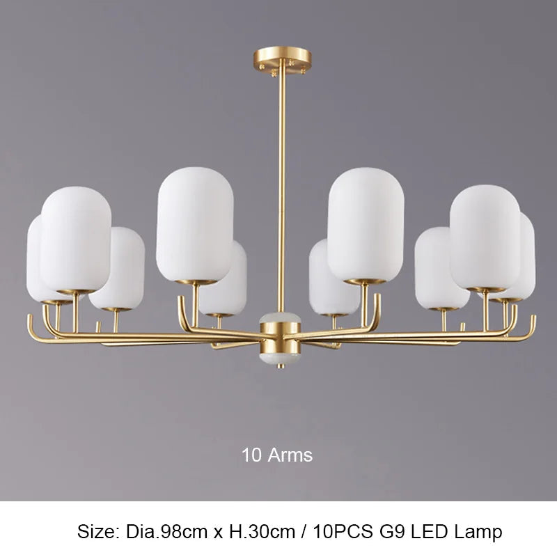 Πλήρης χάλκινος πολυέλαιος LED Φωτιστικό Post Modern Luxury Φουαγιέ Κρεβατοκάμαρα Γυαλί μελέτης Κρεμαστό φωτιστικό Τραπεζαρίας Φωτιστικά ξενοδοχείου