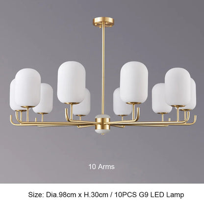 Πλήρης χάλκινος πολυέλαιος LED Φωτιστικό Post Modern Luxury Φουαγιέ Κρεβατοκάμαρα Γυαλί μελέτης Κρεμαστό φωτιστικό Τραπεζαρίας Φωτιστικά ξενοδοχείου