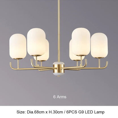 Πλήρης χάλκινος πολυέλαιος LED Φωτιστικό Post Modern Luxury Φουαγιέ Κρεβατοκάμαρα Γυαλί μελέτης Κρεμαστό φωτιστικό Τραπεζαρίας Φωτιστικά ξενοδοχείου