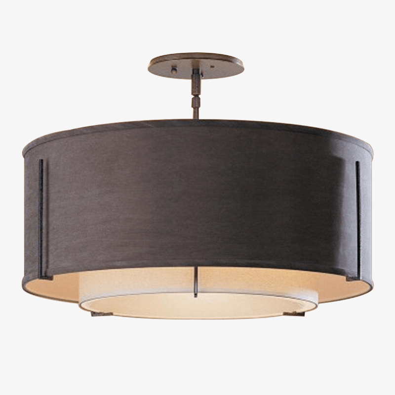 Κυκλικό φωτιστικό οροφής σε δίχρωμο ύφασμα