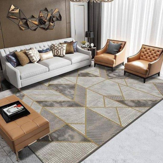 Ορθογώνιο χαλί με γκρι γεωμετρικά σχήματα Shen