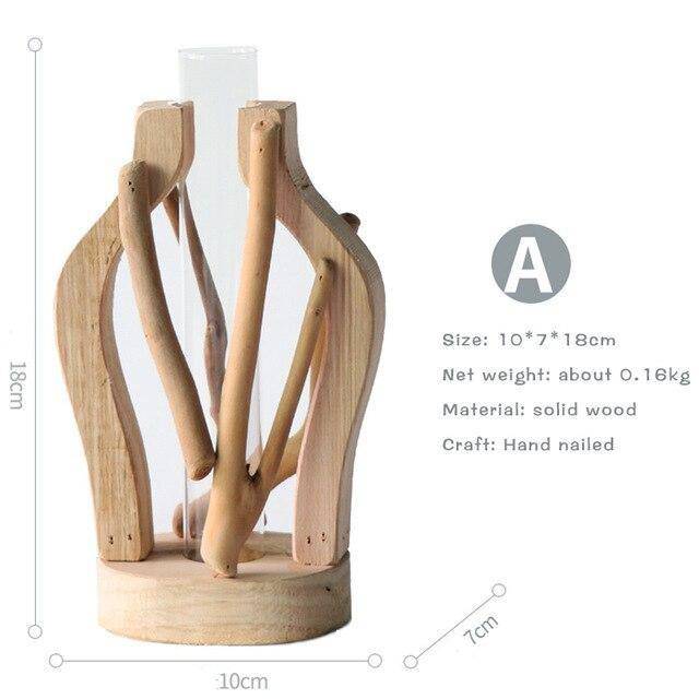 Επώνυμο γυάλινο βάζο με ξύλινη βάση Hydro style