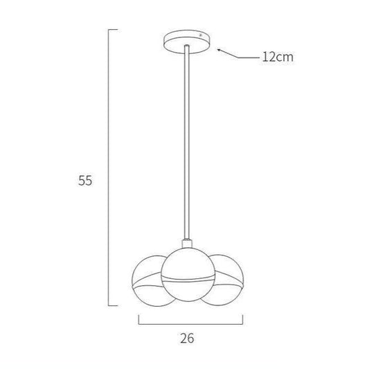 Κρεμαστό φως LED με χρυσό σωλήνα με πολλές λευκές μπάλες
