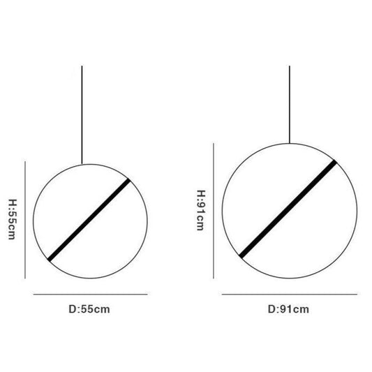Κρεμαστό φως LED σχεδιαστή με χρυσό κύκλο και δημιουργικό φωτιστικό σωλήνα