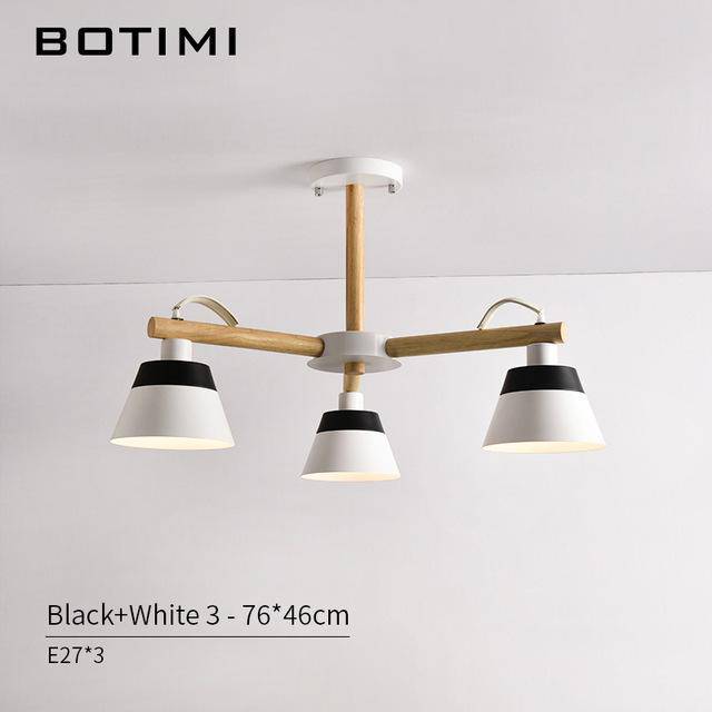 Ξύλινος πολυέλαιος LED με σκανδιναβικό αμπαζούρ