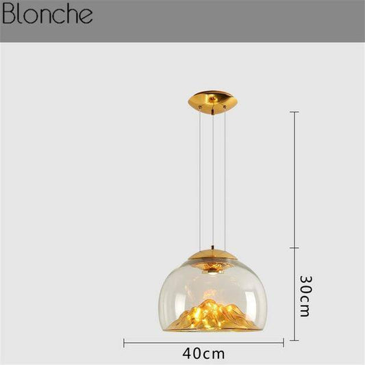 Κρεμαστό φως LED σχεδιαστή σε γυαλί Iceberg (χρυσό ή ασημί)