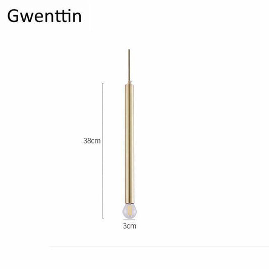 Κρεμαστό φωτιστικό με απλό χρυσό σχέδιο κυλίνδρου