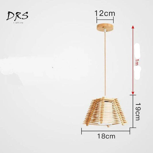 Φωτιστικό κρεμαστό ξύλινο κλουβί LED κωνικό