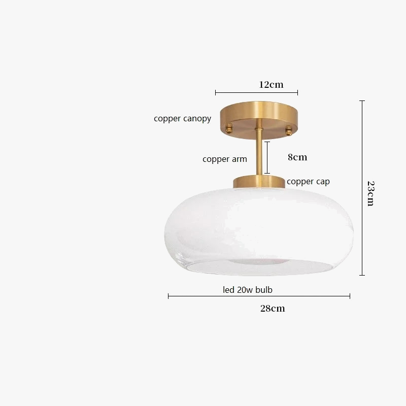 Κρεμαστό φωτιστικό Bauhaus LED από γυαλί και χρυσό μέταλλο