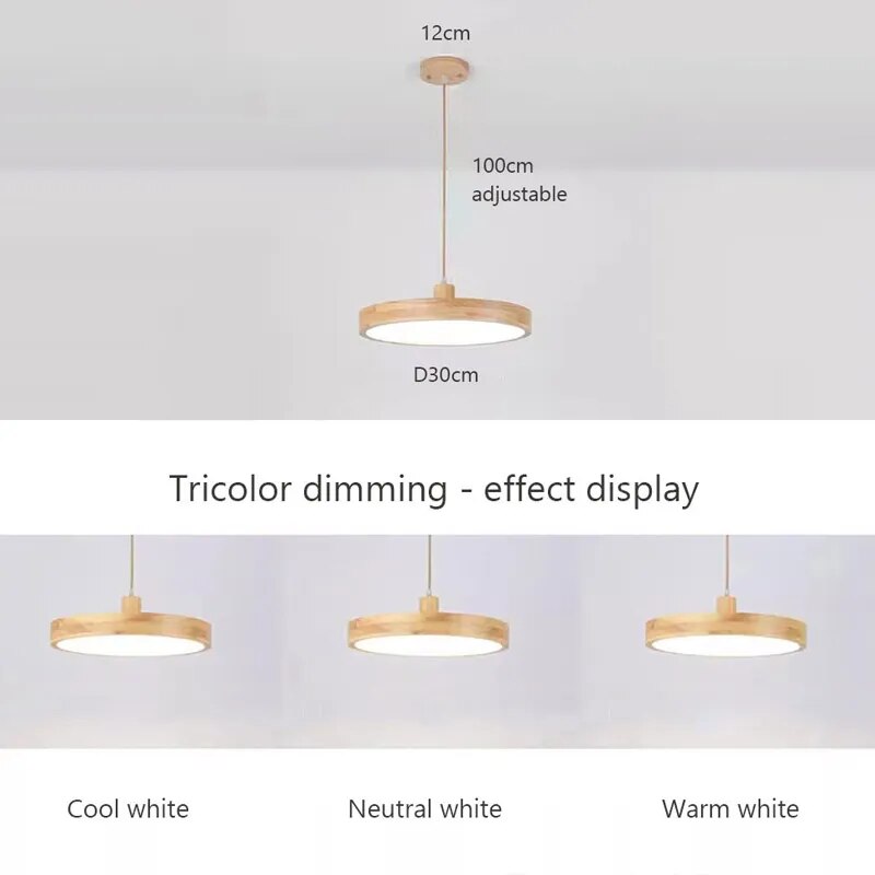 Nordic Εξαιρετικά λεπτό ξύλινο φωτιστικό κρεμαστό LED