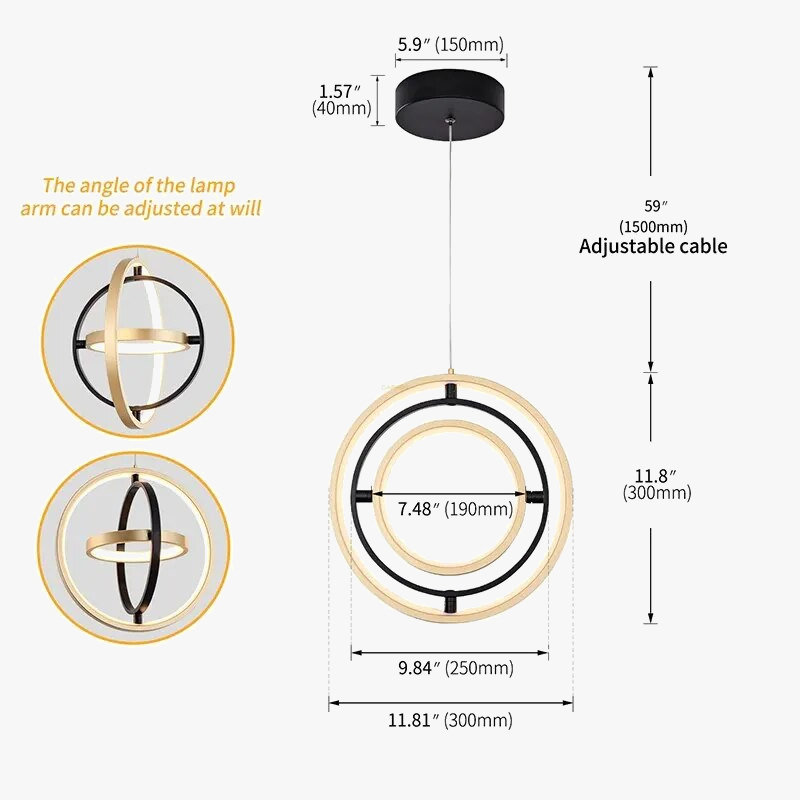 Κρεμαστό φως LED σε σχήμα περιστρεφόμενου κύκλου