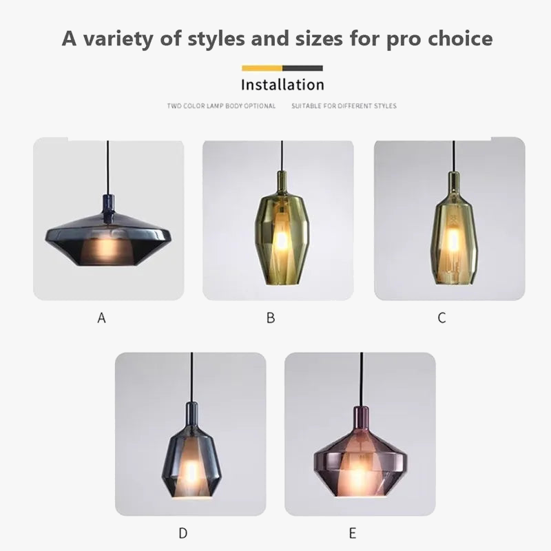 Μινιμαλιστικό κρεμαστό φως LED σε μωβ γυαλί