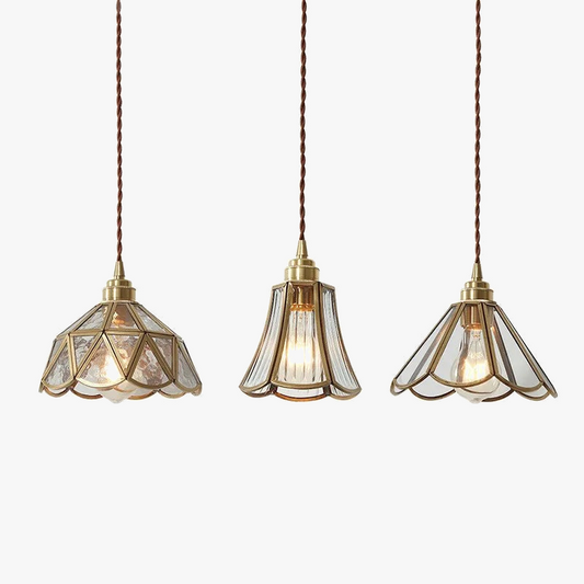 Σκανδιναβικό κρεμαστό φως LED σε γυαλί και χρυσό σώμα