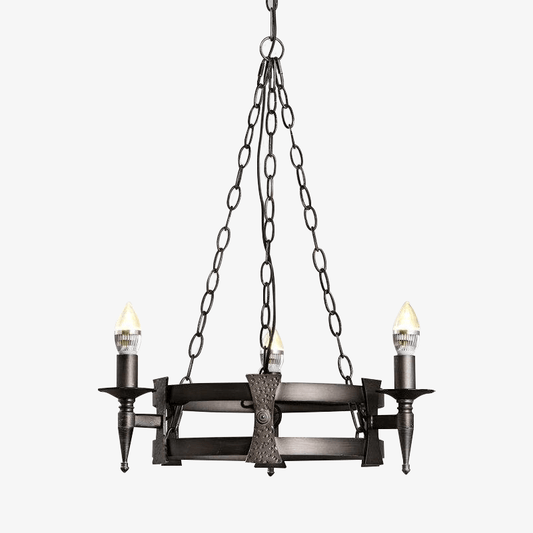 Κρεμαστό φωτιστικό ρετρό LED με αλυσίδες και μεταλλικό αμπαζούρ