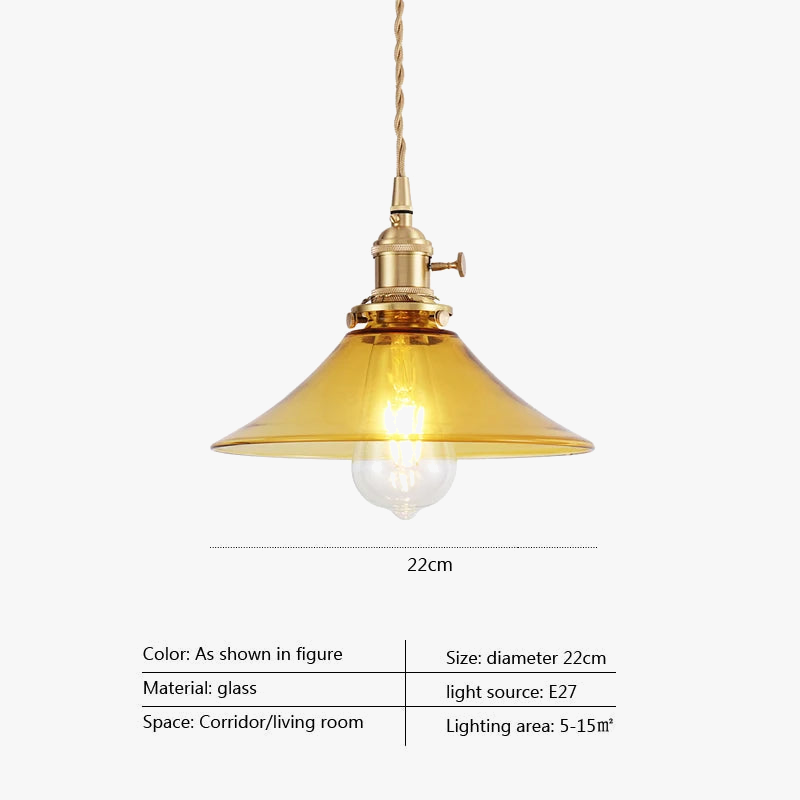 Κρεμαστό φωτιστικό Glass Brass Copper Minimalist E27 Edison Restaurant