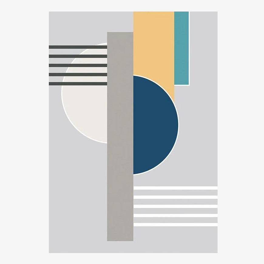 Ορθογώνιο χαλί Ιαπωνικού σχεδιασμού με πολύχρωμα γεωμετρικά σχήματα Πόρτα Α