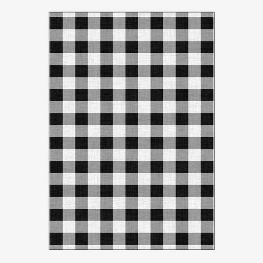 Ορθογώνιο χαλί με ασπρόμαυρο πλέγμα