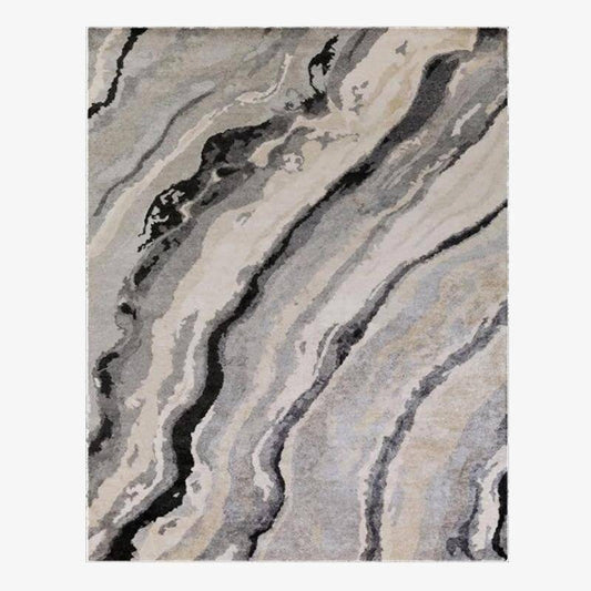 Ορθογώνιο χαλί με γκρι κυματιστές γραμμές